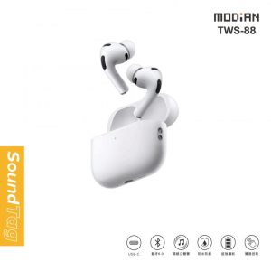 MODiAN TWS-88 真無線藍牙耳機 藍牙6.0 HiFi立體音效 無線充電 24H續航 觸控操作 防潑水運動耳機